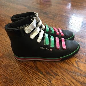 Reebok classic straps green pink silver size 11